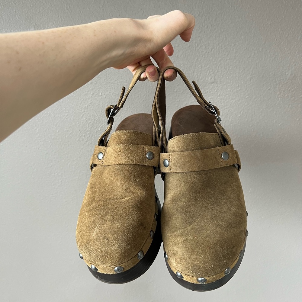 Pull&Bear Suede Studded Platform Clogs - image 2